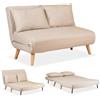 EVERGREENWEB MATERASSI & BEDS EVERGREENWEB Poltrona Letto 1 Piazza e Mezzo con Cuscino Imbottito, Tessuto Beige, Divano 2 Posti Salvaspazio Pieghevole, Pouf Poggiapiedi, Comodo Schienale Regolabile Clic Clac, Gambe in Legno, FOLDY