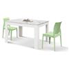 KONTE.DESIGN Tavolo LIPARI in legno, finitura bianco statuario e base bianca, allungabile 140x90 cm - 220x90 cm