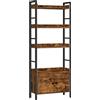 HOOBRO Libreria a 4 Ripiani, Scaffale Portaoggetti in Stile Industriale con Armadio Chiuso, Organizzatore Autoportante, per Decorazioni, con Bordi Rialzati, in Studio, Soggiorno, Cucina EBF46SJ01