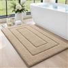 DEXI Tappeto Bagno 60 x 110 cm, Tappetino in Microfibra, Tappeti Assorbente Antiscivolo, Soffice Tappetini Doccia, Lavabile in Lavatrice, Beige