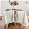 MIULEE Tovaglia Rettangolare Effetto Lino 100x140cm Foglie beige Tovaglia In Poliestere Idrorepellente Lavabile Antimacchia Per Cucina Per Feste