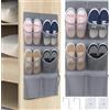PANYI Portascarpe da Appendere con 6 Tasche e Due Ganci Antitraccia Portaoggetti da Porta Borse a Rete da Parete Non Necessita di Foratura Salvaspazio Camper Armadi Soggiorni (Grigio)
