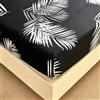 Jemiipee Lenzuolo con Angoli 90x200 cm Letto Singolo - Lenzuola Sotto con Angoli in Microfibra a Motivo Motivo di Foglie Tropicali - Nero