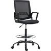 HOMCOM Sedia da Scrivania con Poggiapiedi Regolabile Altezza Regolabile e Braccioli 66,5x70,5x118-139,5 cm Nero | Aosom Italy