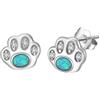 HeyMeili Orecchini a lobo forma di zampa di cane e gatto in argento sterling 925 con zirconi e opale orecchini a perno per donne ragazze