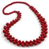 Avalaya Collana lunga con perline in legno a grappolo rosso ciliegia, lunghezza 82 cm