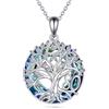 YFN Collana in Argento Sterling con Albero della Vita e Cristallo Blu, per la Festa della Mamma, Natale, Regalo per Donna, Moglie, Fidanzata, 22*22, Argento sterling, Nessuna pietra preziosa