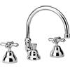 TWS Rubinetto 3 fori batteria lavabo bagno con manopole a stella bocca alta stile classico e retrò. Miscelatore bagno completo di piletta con scarico automatico Lavandino tre fori