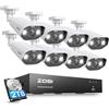 ZOSI 5MP Kit di videosorveglianza PoE, 8CH 4K NVR con 2TB HDD, 8x 5MP Telecamera PoE, AI Rilevamento di Persone e Veicoli, Audio Bidirezionale, Visione Notturna a Colori, C182