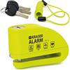 KRASER KR6Y Blocca Disco per Moto con Allarme 110dB, Antifurto Moto Nr1 Autobild, +Deterrente, 3 (altre 2) Chiavi Sicurezza, Impermeabile, Cavo Reminder 1.5m Borsa, Lucchetto Sonoro Scooter Bici