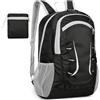 Alitifiy Zaino leggero e pieghevole, 30 l, impermeabile, piccolo zaino da trekking e zaino pratico per uomini, donne, bambini, viaggi, campeggio, attività all'aperto, Nero grigio, (30L)