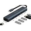 Nilox NXDSUSBC06 Docking Station USB-C 6 Porte, Hub USB 3.0 Alimentato con HDMI 4K, Ethernet Gigabit, Multi USB, Presa USB Multipla, Involucro in Alluminio