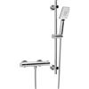 Görbach Colonna Doccia con Miscelatore Termostatico, Set Asta Doccia in Acciaio inox con Doccetta e Tubo, Saliscendi Doccia 70 cm, Cromo