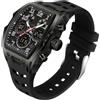 findtime Orologio digitale tattico militare da uomo, impermeabile fino a 5 atm, orologio sportivo analogico con retroilluminazione a LED 12/24 ore, allarme conto alla rovescia, Intero nero, Cinturino
