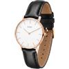 BUREI Orologio ultra sottile Demen minimalista orologio da polso Demen analogico giapponese al quarzo con cinturino in maglia in acciaio inox, regalo per le donne, bianco e oro