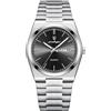 FORSINING Orologio da uomo alla moda, business, orologio da polso da uomo, 18 mm, cinturino in acciaio inox, calendario, datario, impermeabile, analogico, al quarzo, Nero , Bracciale