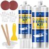 DecorRom Set di riparazione in fibra di vetro, impermeabile, in gel, per barche, yacht, acrilico e lavandini in ceramica, per graffi, fori e crepe