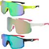 FAINCA 3 Pezzi Occhiali Veloci Uomo Blocca I Raggi UV Occhiali Ciclismo Lenti Ampie e Curve Bici da Corsa Uomo Antivento e Parasole Lenti Ampie e Curve per Ciclismo Pesca Corsa Pallavolo