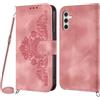 NETANY Cover per Samsung Galaxy A25 5G con Cordino, Flip Portafoglio Custodia in Pelle, [2 Porta Carte][Chiusura Magnetica],Custodia Libro Cover con Laccio per Samsung A25 5G (Rosa)