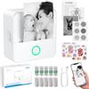 eSynic Mini Stampante Termica Bluetooth Ricarica Type-C per Android iOS, Stampante Fotografica Portatile Immagini Bianco e Nero + 10 Rotoli di Carta Termica e Carta Adesiva, Stampa Foto dal Cellulare