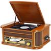 MUSITREND Lettore di dischi vintage Giradischi Bluetooth wireless a 3 velocità con altoparlanti stereo integrati, radiofonografo AM/FM, jack da 3,5 mm, CD/Cassette, AUX in RCA out, riproduzione USB