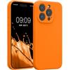 kwmobile Custodia Compatibile con Apple iPhone 15 PRO Cover - Back Case per Smartphone in Silicone TPU - Protezione Gommata - Arancia fruttata