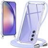 Oelrstfe Cover con Cordino per Samsung Galaxy A54 5G, Trasparente Silicone Custodia con Regolabile Collana Laccio Tracolla, Antigraffio Proteggere Case Corda per Samsung A54 5G, Viola