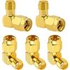 KUOQIY 5 Pezzi Connettore SMA Maschio a RP-SMA Femmina ad Angolo Retto, Connettore Coassiale Adattatore RF SMA, per Antenna WiFi, FPV, Occhiali, Router