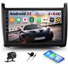 GOHHDL 4G+64G 8Core CAMECHO Autoradio Android 15 Qualcomm per VW Volkswagen Polo 2008-2020 con Navi Carplay Android Auto, 9 Pollici Touch Radio 2Din con GPS WiFi Bluetooth FM/RDS Radio SWC Retrocamera&MIC
