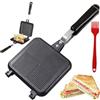 GOEDCH Padella A Doppia Faccia: Creatore di Panini da Campeggio, Piastra Toast Alluminio Padelle, Padella Antiaderente Quadrata in Alluminio per Colazione Non Adatto per Piani Cottura a Induzione