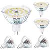 DiCUNO Lampadina LED GU5.3 MR16, 6W equivalente a 50W alogeno, Bianco freddo 6000K, 610lm, 12V Faretto LED, Non dimmerabile, Angolo del fascio 120°, Lampada riflettore per faretto incasso, 6 Pezzi
