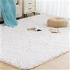 Vamcheer Tappeto Moderni Soggiorno Peloso- 8mm Tappeti Camera da Letto Avabile in Lavatrice,Tappeto pelo lungo Antiscivolo, Carpet da Salotto,Bambini,Ginnastica,200x290bianco