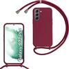 MBSLFY Cover Cordino per Samsung Galaxy S22 Plus Custodia con tracolla,Regolabile Cellulare Girocollo Case con Collana TPU Corda Silicone,Rosso