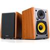 Edifier R1010BT Altoparlanti attivi da scaffale 2.0, Bluetooth v5.1, 24W RMS, 4″ Mid-Bass & 0.5″ Tweeter, doppi ingressi RCA e AUX, manopole tono e volume, coppia, venature del legno