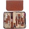 Tenartis Set Manicure e Pedicure Professionale 8 Pezzi in Vera Pelle con Cerniera - Tenartis Made in Italy (Marrone)