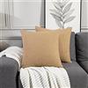 Deconovo Fodere per Cuscini Divano Morbido in Finto Lino con Cerniera Invisibile, Federe Quadrate Tinte Unite Moderne per Salotto Set di 2, 40x40cm, Cachi