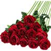 GIUSOBG 12 Pz Rose Finte in Seta Artificiale Bouquet 52cm Fiori Finti di Rosa con Steli Lunghi Rosso Fiori Artificiali Finte Artificiali per Decorazioni per la Casa di Nozze