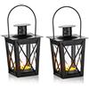 Nuptio 2 Pezzi Luce Antivento a Pavimento/Sospensione in Vetro. Lampada a Vento Portatile in Vetro, Lampada Uragano retrò in Ferro, Lampadario Casa/Cortile, Nero