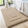 DEXI Tappeto Bagno 60 x 90 cm, Tappetino in Microfibra, Tappeti Assorbente Antiscivolo, Soffice Tappetini Doccia, Lavabile in Lavatrice, Beige