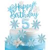 mciskin Set di 5 candele di compleanno Frozen, decorazione per torta con fiocco di neve congelato, candele blu congelate, decorazione per torta per ragazze e ragazzi