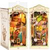ROBOTIME Book Nook Angolo Floreale Diorama in Legno con Luci LED, Booknook Casa Delle Bambole Miniature da Costruire, Decorazione della Libreria, Regali per Adulti, Donne e Ragazze