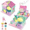 deAO Dollhouse Mini Casa delle Bambole da Asporto, Mondo Tascabile Negozio di Caramelle, Mobili Pieghevoli Giocattoli di Famiglia con Camera da Letto Bagno, Regalo di Compleanno per Bambini 3 Anni +