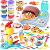 PLAY 2 in 1 Kit Plastilina per Bambini, Plastilina Macchina Gelato e Macchina Pizza, Set di Plastilina Creativa con strumenti per impasto, macchina per pasta, Pasta da Modellare per Bambini 3+ Anni