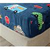 Chickwin Elastic Lenzuolo sotto Coprimaterasso Cartoni Animati Stampa, 100% Microfibra Materiale per Lenzuolo profondità 30cm - Letto Singolo Doppio - Vari Stile (Macchina Blu,120x200x30cm)
