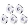 Midore Piccolo mini faretti LED da incasso, 1 W, 5 pezzi, 230 V, con trasformatore COB Downlights, in alluminio, 100-120 lm moderno Stile bianco freddo A.