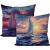 Binaoung Federe Cuscini Divano 35x35 Cuscino Esterno Impermeable 2 Pack Mare Cuscini per Divano Barca Decorativa Copricuscini Lino Stampa Fronte-retro Fodera Cuscino per Letto Casa Esterni Giardino B4-682