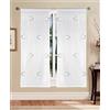 Tata Home Coppia Tende per Interni a Vetro Finestra Semitrasparenti Bianche Tende Cucina Bagno Camera Fantasia Shabby Chic 60x150 cm con Cuori Grigi