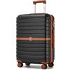 KONO Valigia Media Rigida 20 kg ABS+PC Trolley con 8 Ruote (65,6 cm, Nero/Marrone)