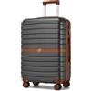 KONO Valigia Media Rigida 20 kg ABS+PC Trolley con 8 Ruote Leggero (65,6 cm, Grigio/Marrone)