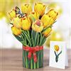 CUT POPUP.COM CUTPOPUP Bouquet di Tulipani Gialli - Biglietto Auguri Compleanno, Biglietto Festa della Mamma, 26x30cm 3D Biglietto Compleanno per Moglie, Mamma, Figlia, Lei, Ragazza (Yellow Tulip Bouquet) US8-73IT